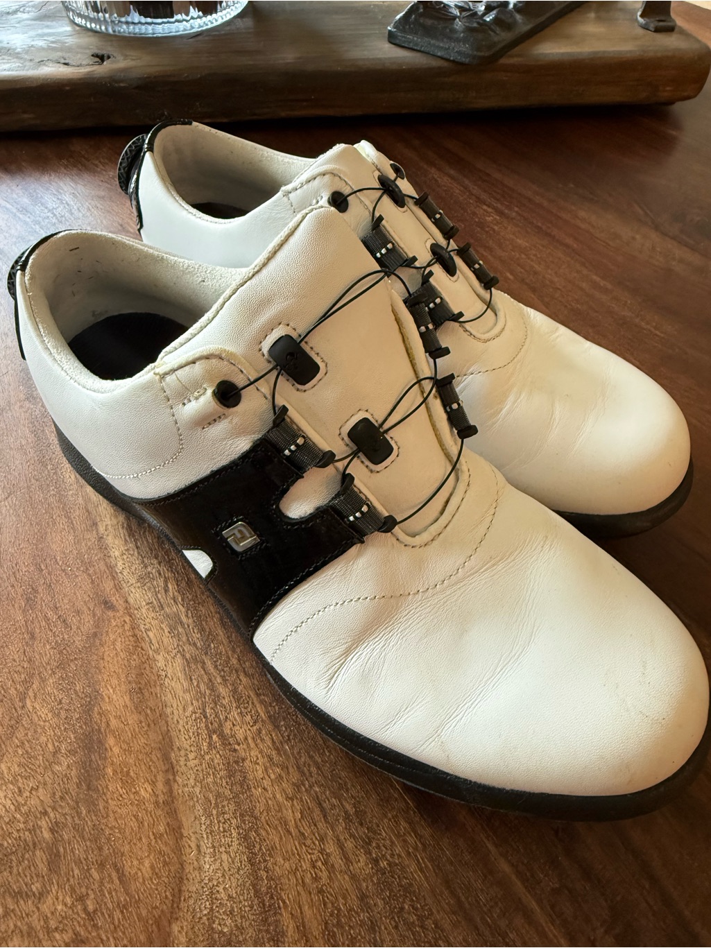 Footjoy Dryjoys Boa Golf Shoes Men’s Size 8m White Leather Soft Spikes